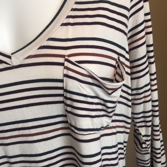 Maurice’s Striped V Neck Half Sleeves Shirt - Picture 2 of 4